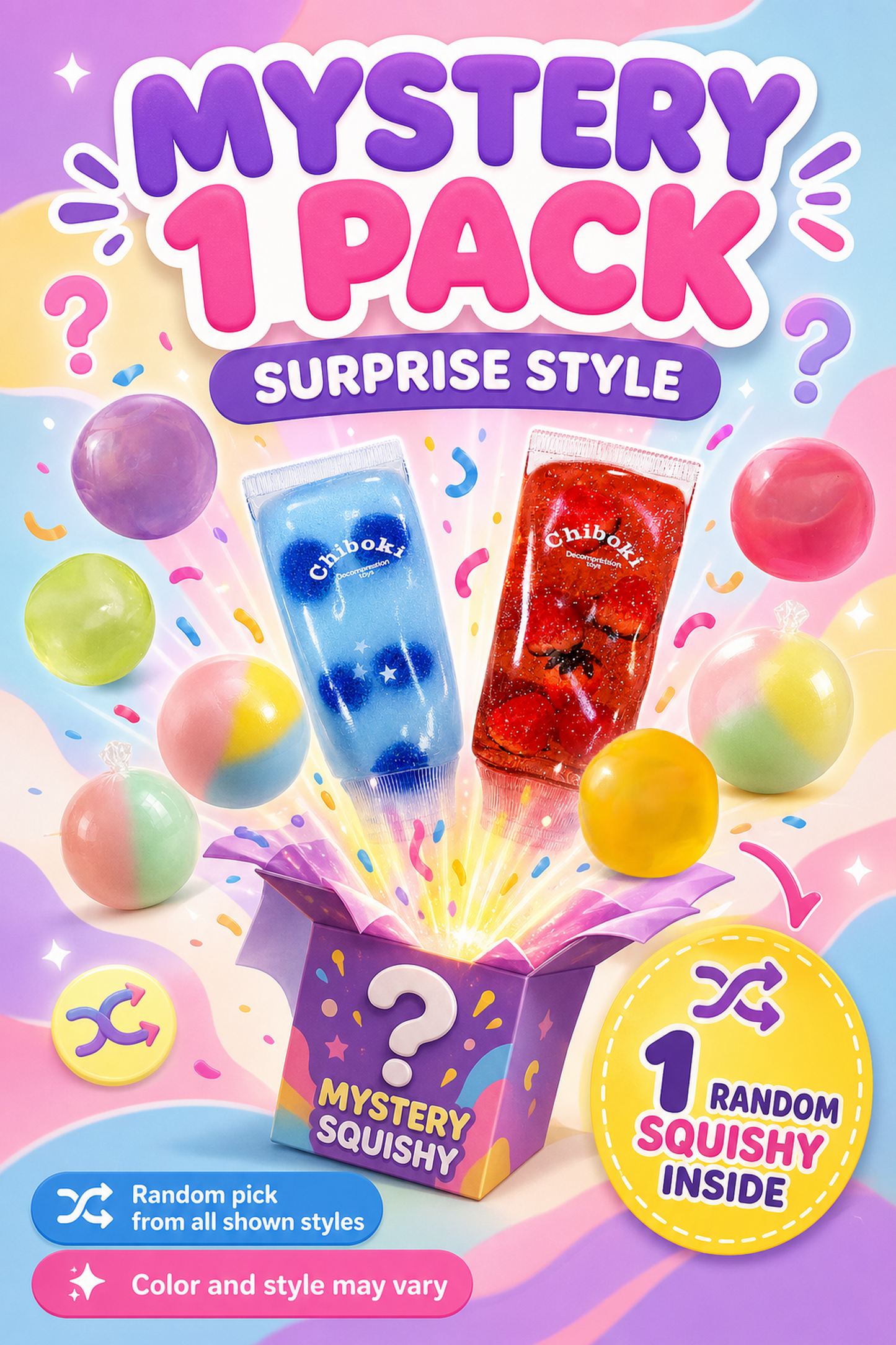 Squishy Surprise Bundle - Jam Toothpaste, and Random Squeeze Toy Packs